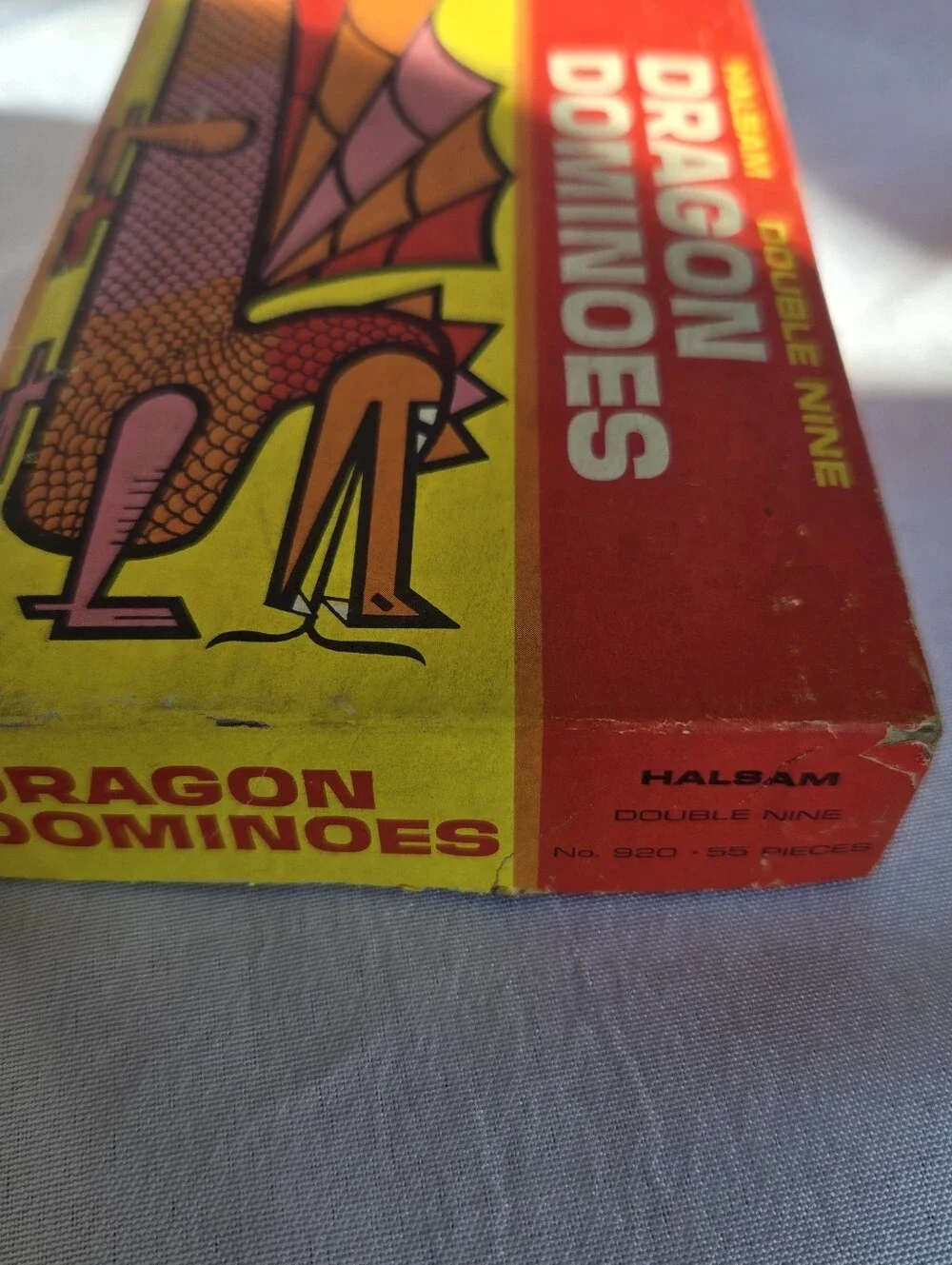 Vintage Halsam Double Nine Dragon Dominoes No. 920 55 Pieces Original Box